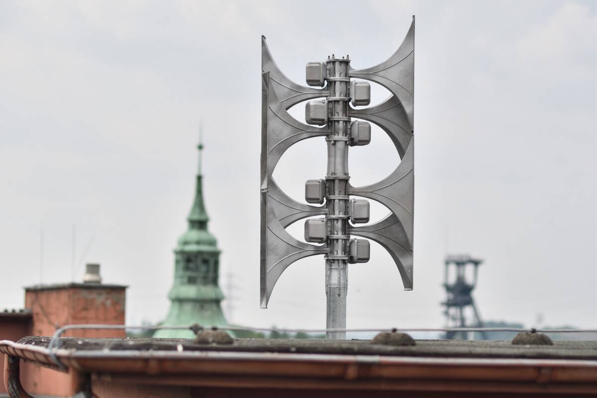 Sirene auf dem Rathaus in Bochum-Wattenscheid. Foto: Lutz Leitmann / Stadt Bochum