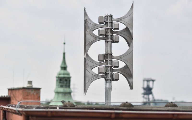 Sirene auf dem Rathaus in Bochum-Wattenscheid. Foto: Lutz Leitmann / Stadt Bochum