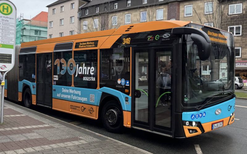 Der Jubiläumsbus der Bogestra zum 130-jährigen Bestehen ist ein Hingucker. Foto: Bogestra
