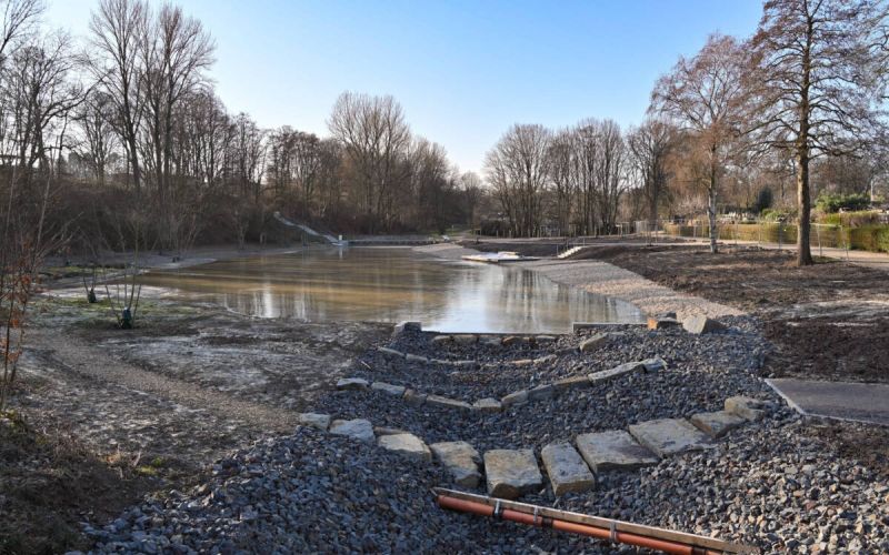 Landschaftssee im Havkenscheider Park ist nahezu fertig