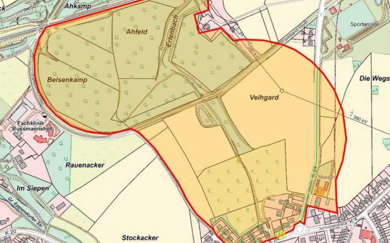 Hier der Evakuierungsradius rund um den Bombenfund an der Engelsburger Straße. Foto: Stadt Bochum