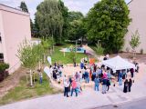Oberbürgermeister Jörg Lukat eröffnete gemeinsam mit Staatssekretärin Sabine Poschmann die modernisierte Grünverbindung „Auf dem Kreuz“ in Bochum-Laer. Im Rahmen des bundesweiten Tags der Städtebauförderung fand zuvor ein Stadtteilspaziergang durch Laer statt. +++ Foto: Dennis Yenmez/Stadt Bochum