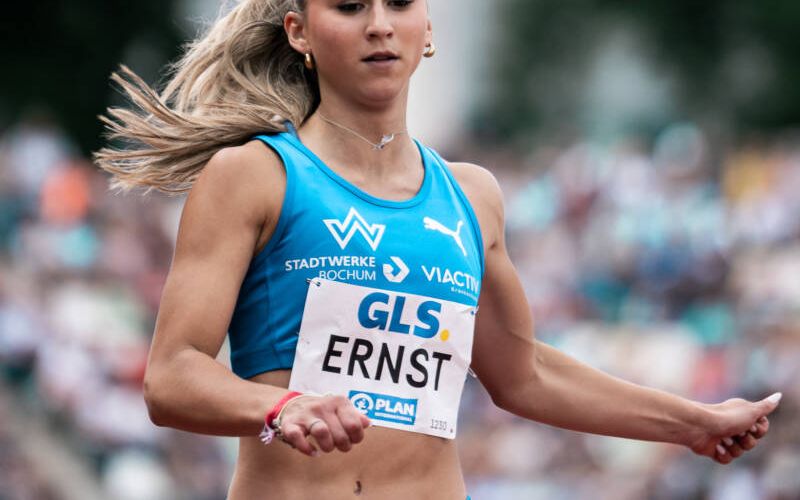 Die Wattenscheiderin Jolina Ernst, Tochter der erfolgreichen Leichtathleten Melanie Paschke und André Ernst, läuft im Juli bei den Deutschen Meisterschaften in ihrem „Wohnzimmer“. Foto: Stefan Mayer